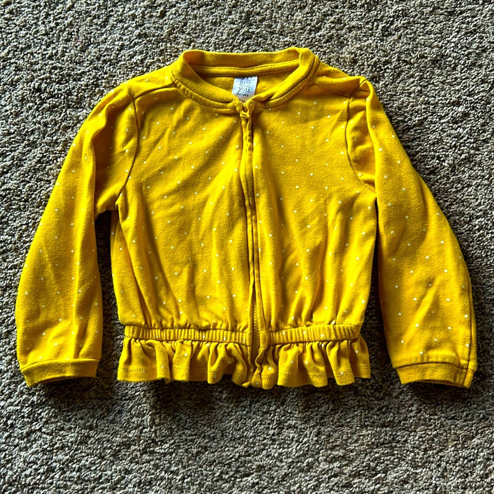 Yellow with white polka dot jacket